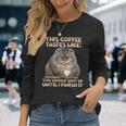 猫朝のイライラとコーヒー愛好家向け T パラス猫 長袖Tシャツ 彼女への贈り物
