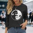 猫の陰陽相互接続 長袖Tシャツ 彼女への贈り物