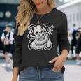 白蛇と弁財天 和風神秘デザイン 蛇と楽器モチーフ 長袖Tシャツ 彼女への贈り物