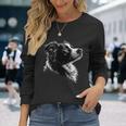 白黒ボーダーコリー 長袖Tシャツ 彼女への贈り物
