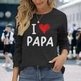 私はパパ 最高 お父さん 父 息子 娘 衣装 ハートが大好きです I Love Papa 長袖Tシャツ 彼女への贈り物