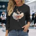 美しいバレリーナガール ダンシングバレエ水彩画 長袖Tシャツ 彼女への贈り物