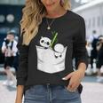 胸ポケットパンダ パンダ クマ 長袖Tシャツ 彼女への贈り物