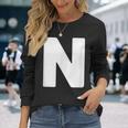 英文字 N 大文字 アルファベット モノグラム イニシャル 長袖Tシャツ 彼女への贈り物