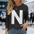英文字 N 大文字 アルファベット モノグラム イニシャル Abc 長袖Tシャツ 彼女への贈り物