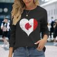 誇り高き日系カナダ人を想うビンテージスタイルのクールなカナダ国旗と日本国旗 長袖Tシャツ 彼女への贈り物