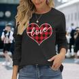赤黒チェックハート「Love」 長袖Tシャツ 彼女への贈り物