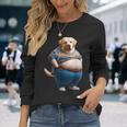 陽気なチャンキーラブラドールレトリバーtシャツ 太った犬愛好家向け 長袖Tシャツ 彼女への贈り物