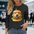 面白いtシャツ ゴールデンレトリバー 犬 ハンバーガー メンズ グッズ かわいい おもしろ 面白い 服 ネタ 長袖Tシャツ 彼女への贈り物