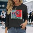 面白いtシャツ 馬tシャツ 競馬 馬 レース 乗馬 ジョッキー メンズ おもしろ 面白い グッズ ネタ 男性用 レトロ 長袖Tシャツ 彼女への贈り物