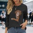 面白いオランウータン 長袖Tシャツ 彼女への贈り物