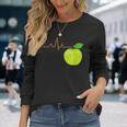 面白いハートビートekgアップルフルーツフルーツアップルギフト 長袖Tシャツ 彼女への贈り物