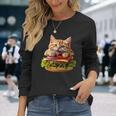 面白いファーストフードハンバーガー愛好家猫猫愛好家 Britishhorthair Burger Cat Food 長袖Tシャツ 彼女への贈り物