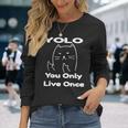 面白い猫 Tピースギフト Yolo 猫愛好家に 長袖Tシャツ 彼女への贈り物