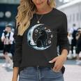 黒猫 三日月 セーラームーンフェイズ 占星術 ペット愛好家 長袖Tシャツ 彼女への贈り物