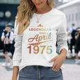 50Th Birthday 1975年4月生まれ 50歳 ヴィンテージ 長袖tシャツ 長袖Tシャツ 彼女への贈り物
