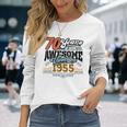 70歳の誕生日 ヴィンテージ 1955 70 Years Of Being Awesome レトロ 長袖Tシャツ 彼女への贈り物