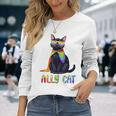 Ally Cat Lgbtゲイプライド月間2025レインボー平等権 長袖Tシャツ 彼女への贈り物