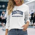 Boston Massachusetts Throwback Classic 長袖Tシャツ 彼女への贈り物