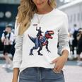 Dino Abraham Lincoln 4Th Of July Boys American Flag 長袖Tシャツ 彼女への贈り物
