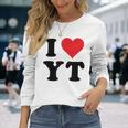 I Heart Yt Initials I Love YT First And Last Name Y長袖Tシャツ 彼女への贈り物