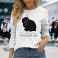 Holland Lop Rabbitブラックシルエット 長袖Tシャツ 彼女への贈り物