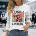 I'm Woolly Awesome 面白い レトロ メンズ レディース キッズ ウーリーマンモス 長袖Tシャツ 彼女への贈り物