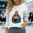 Jesus Holding A Pizza 長袖tシャツ 長袖Tシャツ 彼女への贈り物