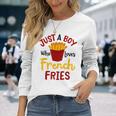 Just A Boy Who Loves French Fries フライドポテト じゃがいも ヴィーガン 長袖Tシャツ 彼女への贈り物