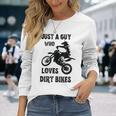 メンズ Just A Guy Who Loves ダートバイク 面白い モトクロス 長袖Tシャツ 彼女への贈り物