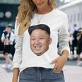 Kim Jong Un Big Face ロケットマン 北朝鮮パロディ 長袖Tシャツ 彼女への贈り物