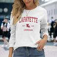 Lafayette ルイジアナ Laビンテージスポーツデザイン レッドプリント 長袖Tシャツ 彼女への贈り物