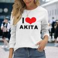 I Love Akita 愛 ハート 秋田 秋田県 日本 お土産 かわいい おしゃれ 長袖Tシャツ 彼女への贈り物