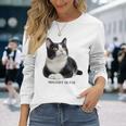 Mischief In Fur 猫写真 ハチワレ猫 黒白猫 猫好き ネタ 猫しもべ 猫飼い 猫依存症 長袖Tシャツ 彼女への贈り物