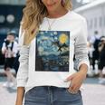 Mothman Cryptid Cryptozoology 星月夜 ゴッホ絵画 長袖Tシャツ 彼女への贈り物