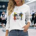 Ojo Dibujo Arte Gráfico Chica Retrato Ojos Camiseta de manga larga Regalos para ella