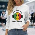 One Love ラスタ レゲエ 音楽 ヘッドホン スマイルフェイス ラスタファリ 長袖Tシャツ 彼女への贈り物