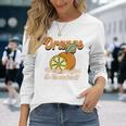 Orange You Glad It's The Weekend Fun Citrus Fruit Back 長袖Tシャツ 彼女への贈り物