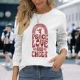 Peace Love And Cheer ボヘミアンレインボーチアリーダー 長袖Tシャツ 彼女への贈り物