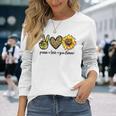 Peace Love サンシャイン ヒッピー ひまわり ヒマワリ 恋人へのギフト 長袖Tシャツ 彼女への贈り物