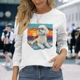 Sunny Day Doggy グラフィックデザイン ビーチレディ 子犬 長袖tシャツ 長袖Tシャツ 彼女への贈り物