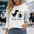 Tea Rex Pixel 8ビットゲーム恐竜 長袖Tシャツ 彼女への贈り物