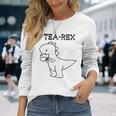 Tea-Rex おもしろドリンクグラフィック 長袖Tシャツ 彼女への贈り物