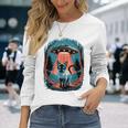Ufo 猫誘拐 星空の下で 長袖Tシャツ 彼女への贈り物
