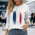 Vintage France Distressed Flag Illustration Graphic s 長袖Tシャツ 彼女への贈り物