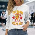 You Wanna Pizza Me 面白い ファイター ピザ愛好家 ファーストフード しゃれ 長袖tシャツ 長袖Tシャツ 彼女への贈り物