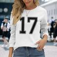 【バックプリント・背中側】17 数字 背番号 ユニフォーム ナンバー【ブラック／黒の文字】スポーツ 野球 サッカー 部活 長袖Tシャツ 彼女への贈り物