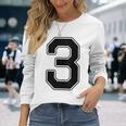 【バックプリント・背中側】3 数字 背番号 ユニフォーム ナンバー【ブラック／黒の文字】スポーツ 野球 サッカー 部活 長袖Tシャツ 彼女への贈り物