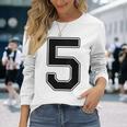 【バックプリント・背中側】5 数字 背番号 ユニフォーム ナンバー【ブラック／黒の文字】スポーツ 野球 サッカー 部活 長袖Tシャツ 彼女への贈り物