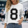 【バックプリント・背中側】8 数字 背番号 ユニフォーム ナンバー【ブラック／黒 の文字】スポーツ 練習着 部活 長袖Tシャツ 彼女への贈り物